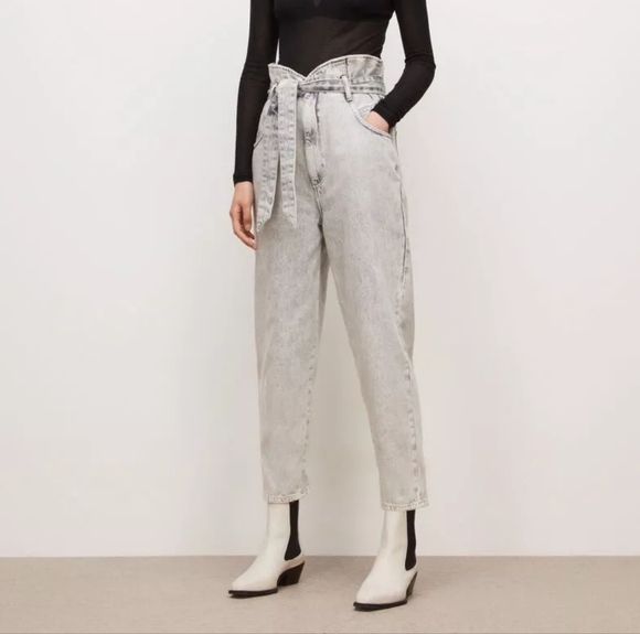 All Saints Pants - AllSaints Sammy High Rise Paperbag Jeans Gray 100% Cotton US Size 6